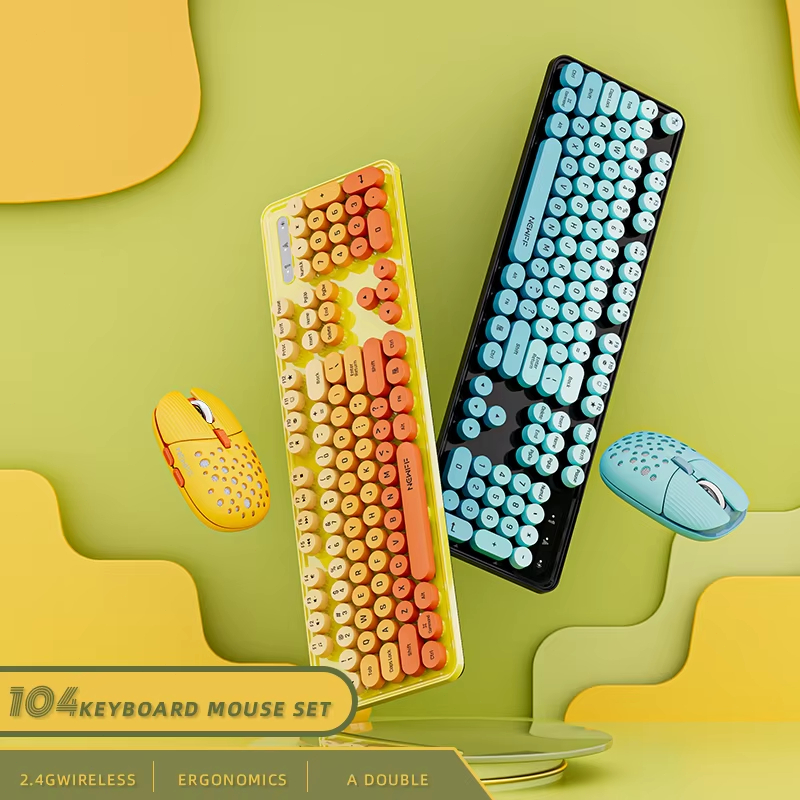Retro Gaming Kc - 2.4G Kabellose Ergonomische Vollgröße-Tastatur und Maus-Kombination