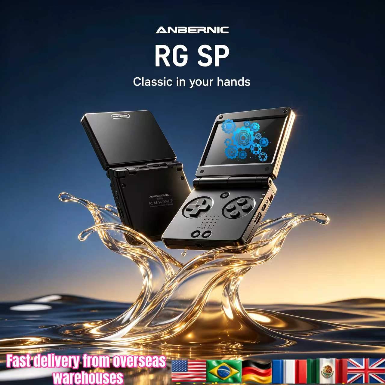 Retro Gaming Console Handheld - Anbernic RGSP Flip Klassische Handheld-Spielkonsole 3,4''