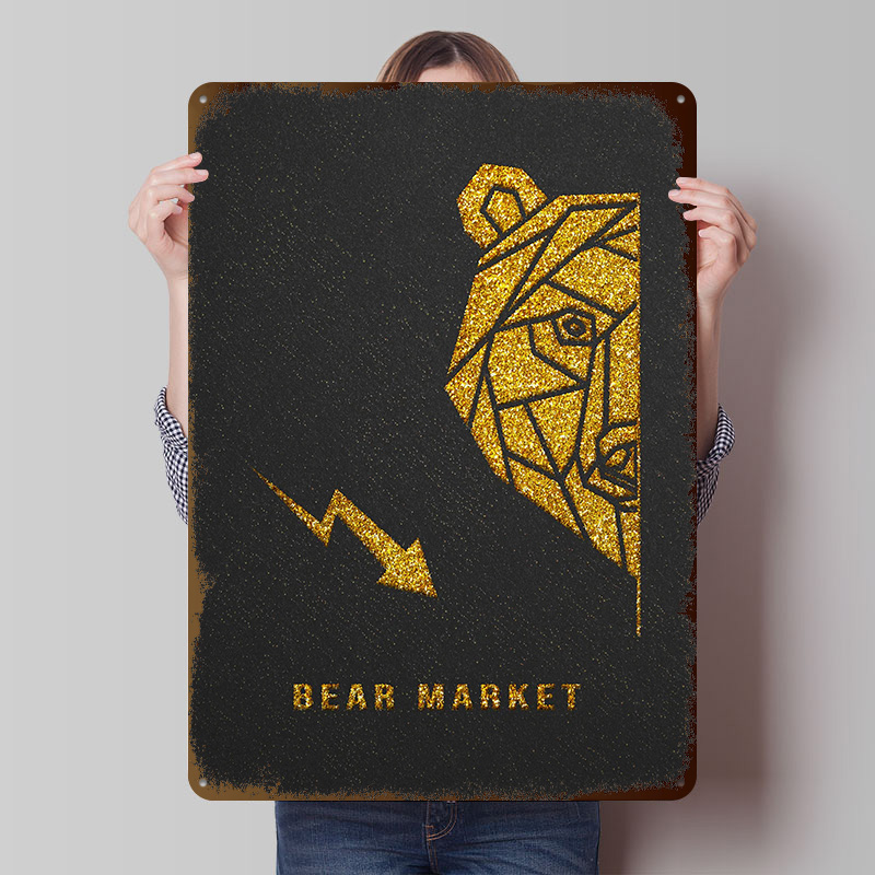 Retro Gaming Market - Gold Bear Market Metallposter Individualisierte Wandkunst