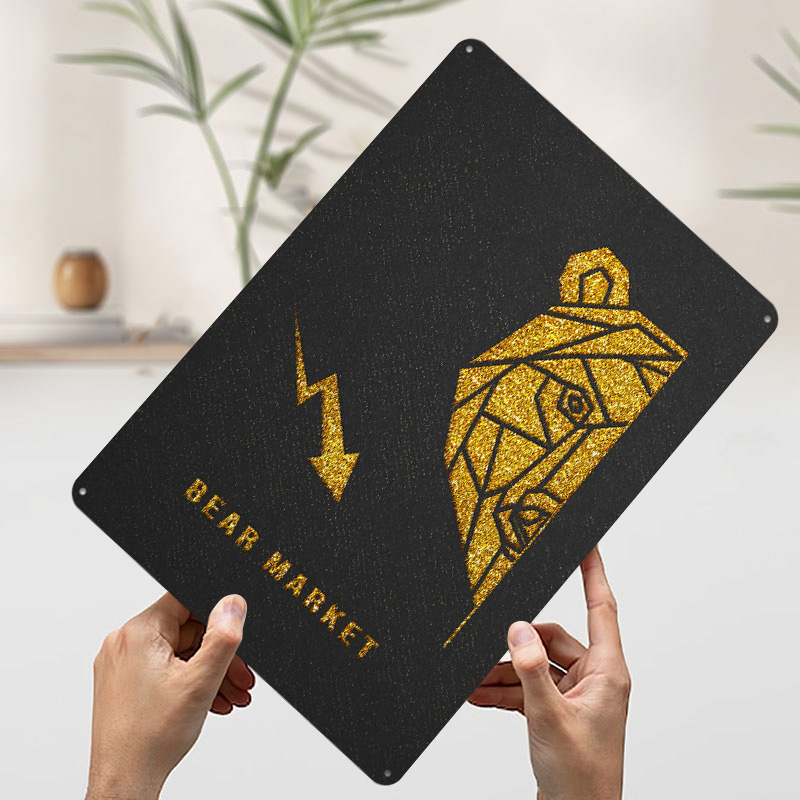 Gold Bear Market Metallposter  – Retro Gaming Market Bewertung und Preis